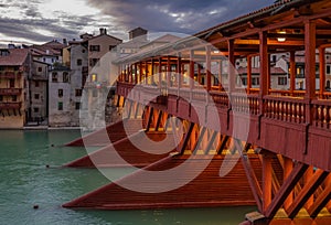 The Ponte Vecchio or Old Bridge in Bassano del Grappa, Vicenza, Italy